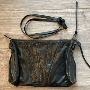 JOELLE HAWKENS Morrison Black Leather Clutch Crossbody Bag